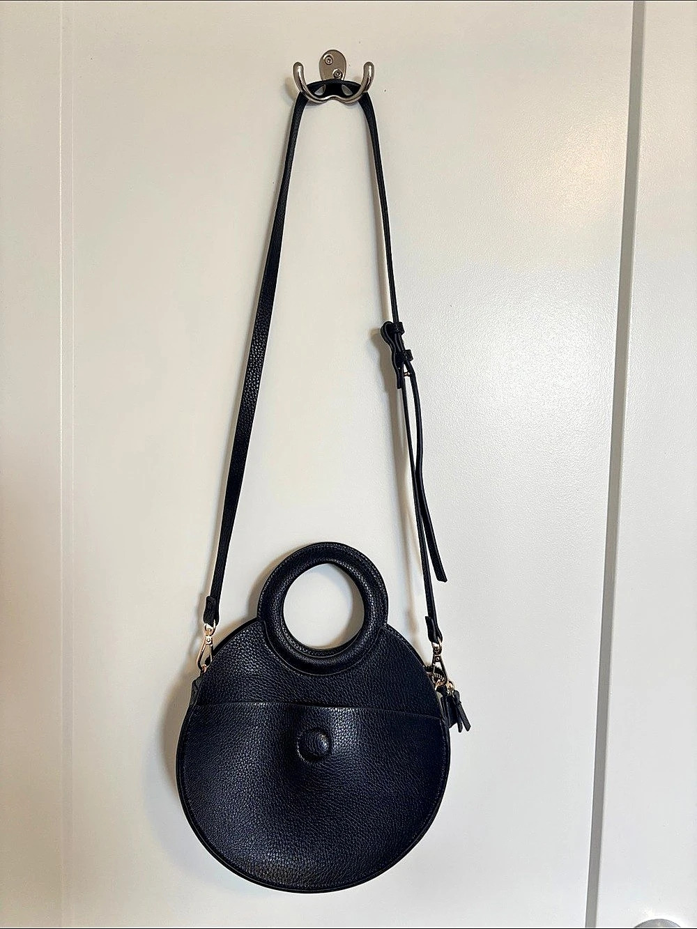 Anthropologie black pebbled faux leather purse, crossbody